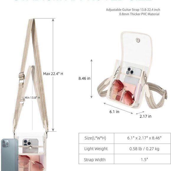 Clear Crossbody Bag for Women - Stylish & Durable for Concerts & Festivals - Picture 3 of 7